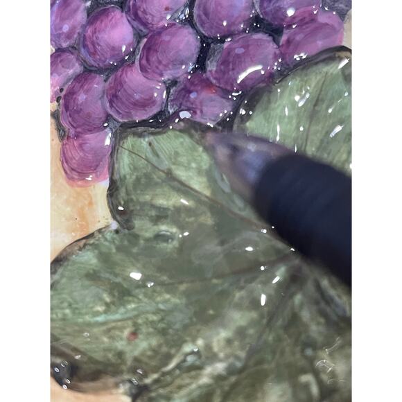 Susan Winget Embossed Red Grape Oval Plate - Picture 4 of 8